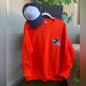 Orange Sweatshirt with Denver Broncos patchwork